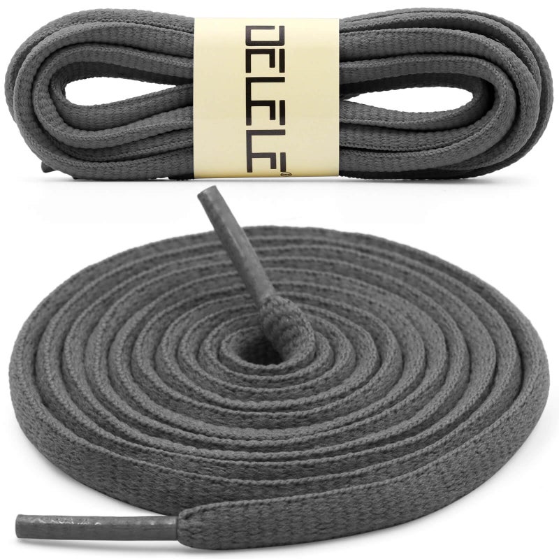 DELELE 2 Pair Oval Shoes laces Half Round 1/4" Athletic Shoelaces Shoe Strings Deep Dark Grey-39 inch - Image 2